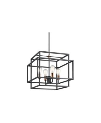 Taubert 18"W Black Steel Open-Cube 4-Light Pendant