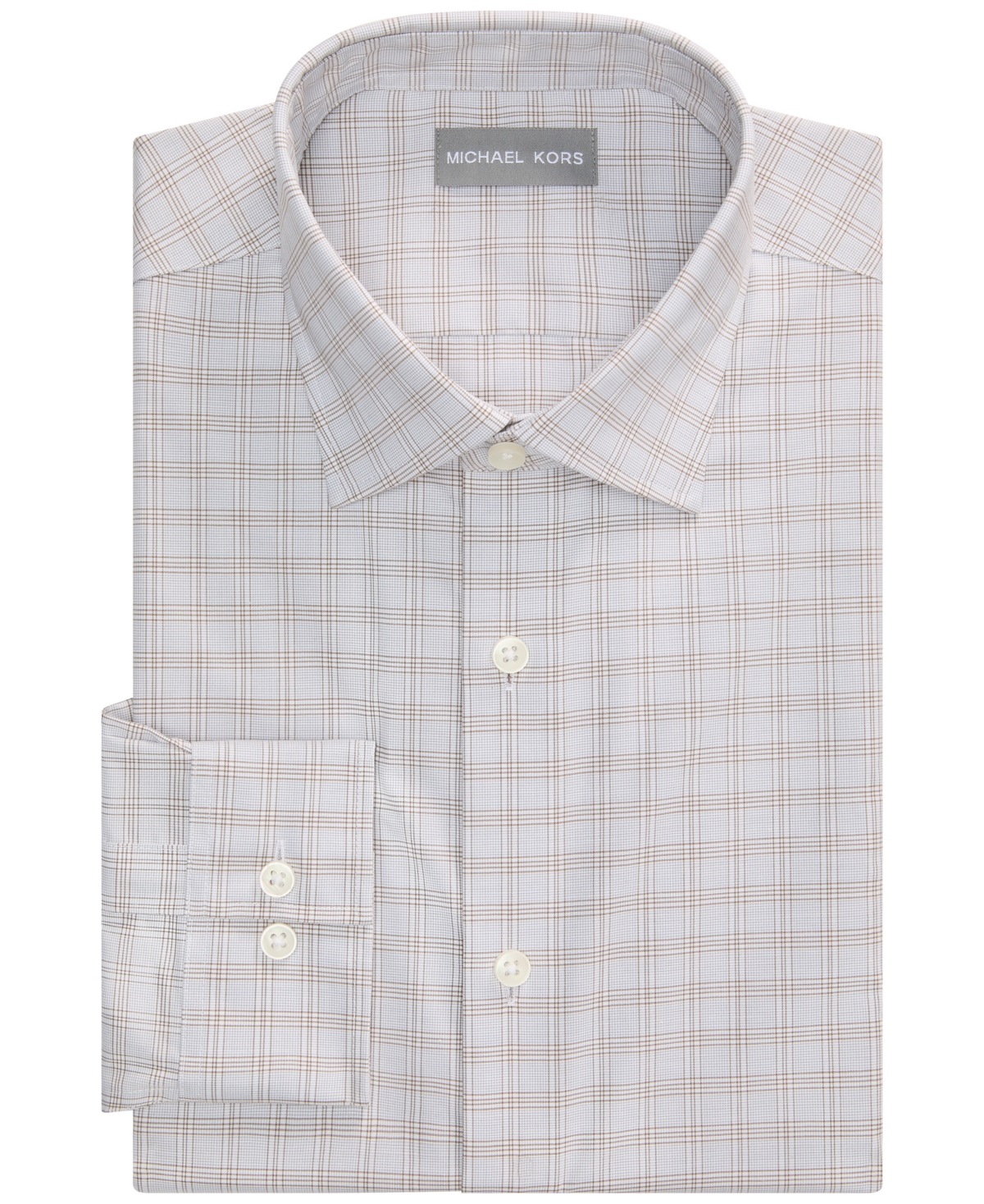 Michael Kors Men's Passport Ultra Wrinkle Free Dress Shirt - Brown Multi