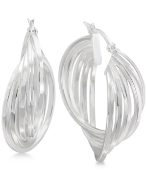 image of Multi-Row Twisted Hoop Earrings in Sterling Silver