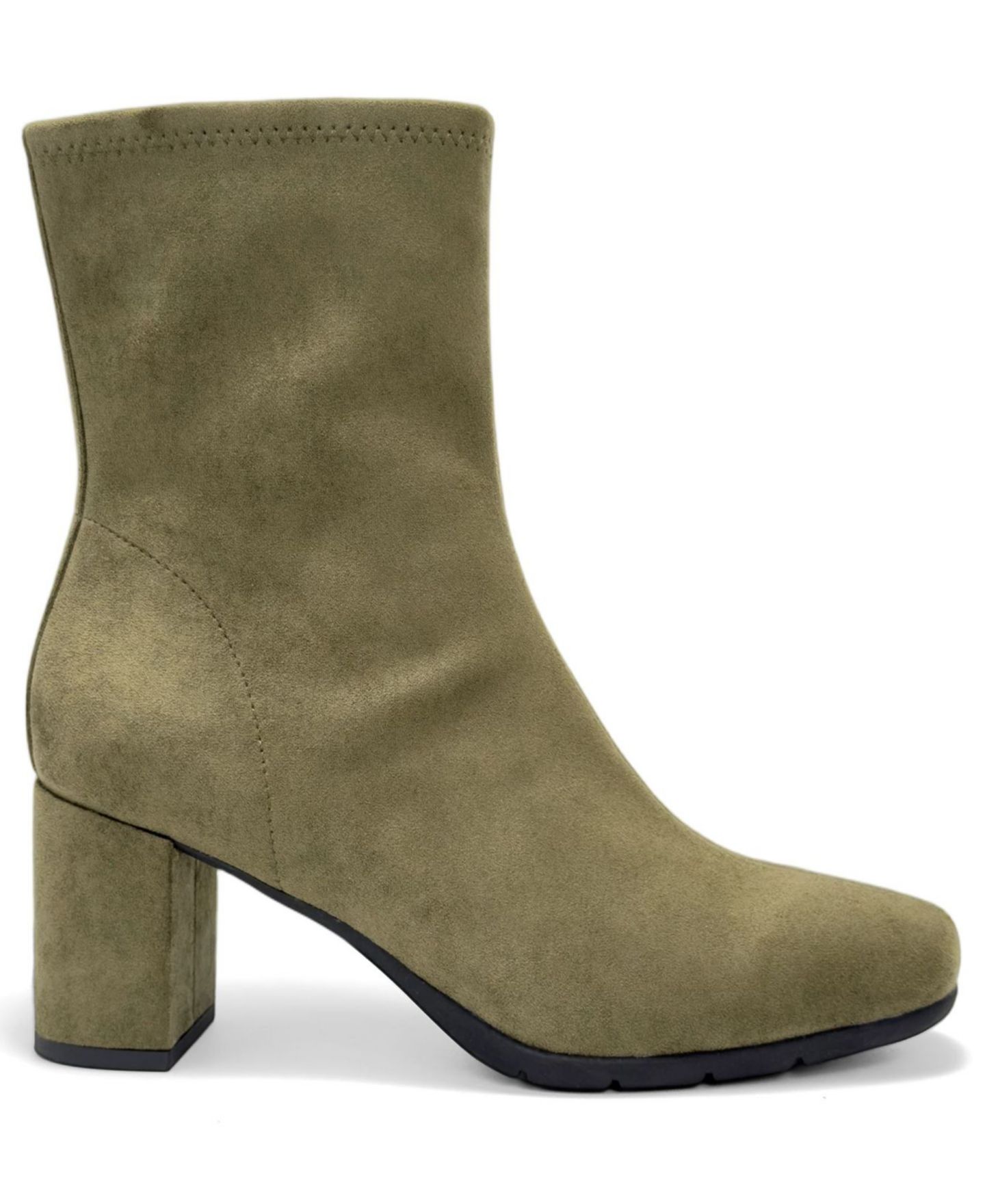 Женские ботинки Aerosoles Miley Block Heel Dress Booties, цвет: Оливковый искусственный замшевый — фото 2
