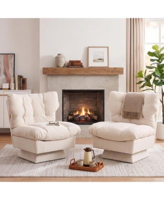 2 Set of Oversized Swivel Rocker Recliner Chair with High Back, 360 degrees) Rotation and Gentle Rocking for Living Room, Nursery,300lbs Capacity