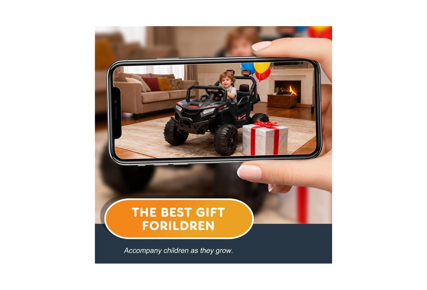 Детская игрушка YOBTOP 12V 2WD Ride-On UTV with 2.4G Parental Remote Control, 4-Wheel Suspension & Anti-Collision Bar, Ages 3-5, цвет: Чёрный — фото 7