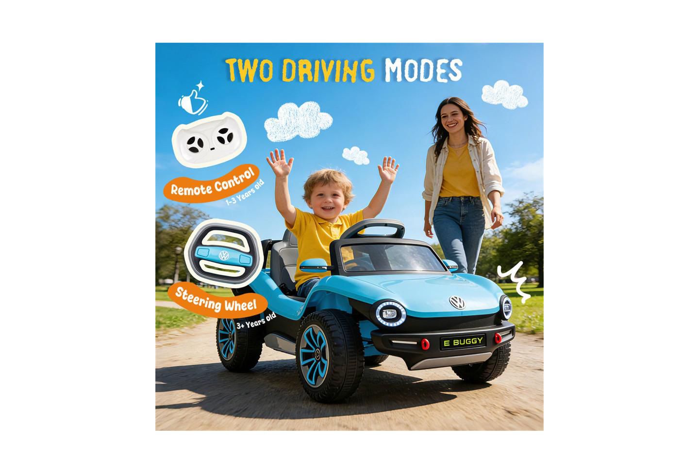 Детская игрушка YOBTOP 12V Beetle Kids Ride On Electric Car - 2.4G Parental Remote Control, Cute Curvy Body, 2WD 4-Wheel Suspension For Kids 3-5, цвет: Синий — фото 2