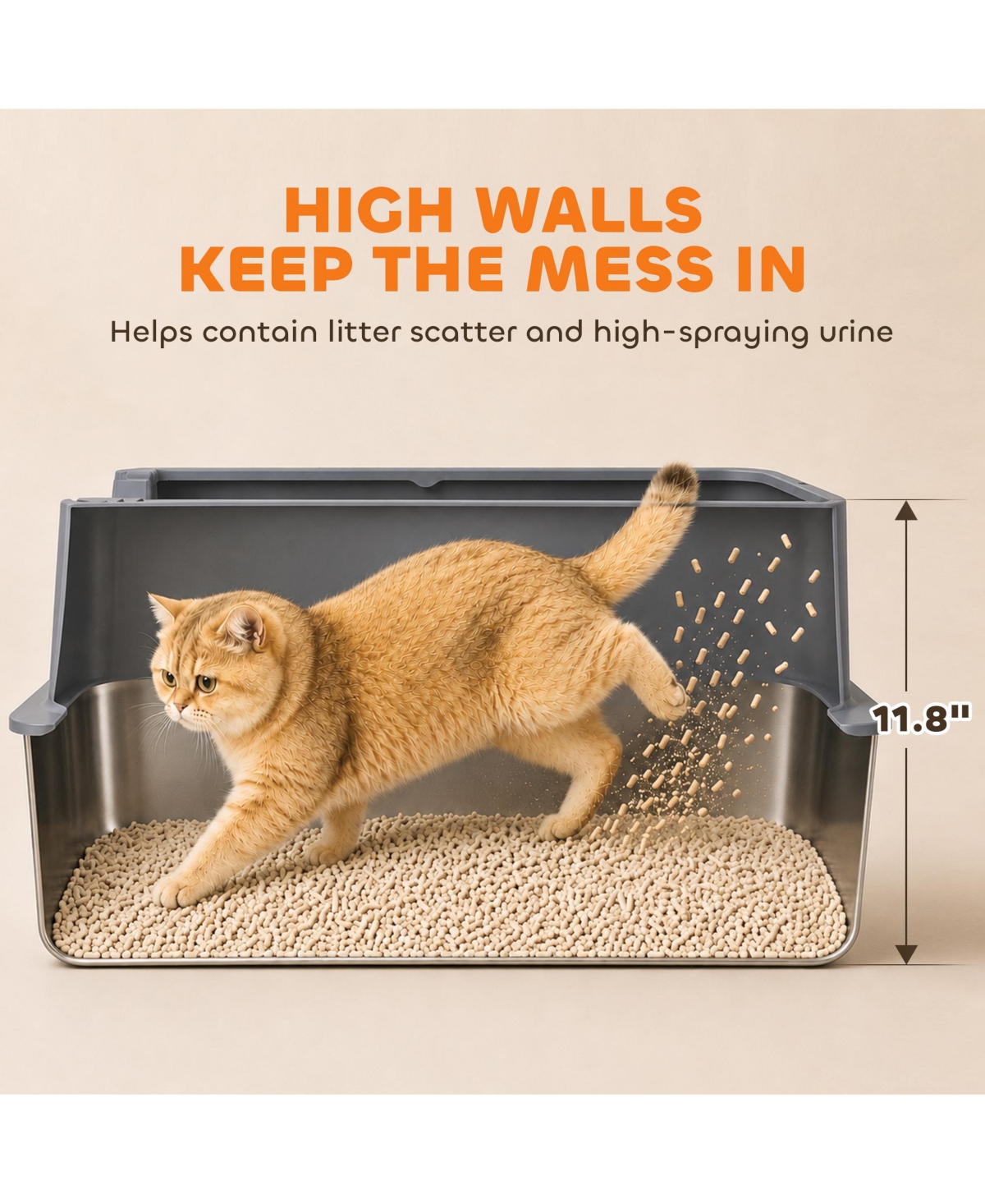 PawHut 2 Pack Xl Stainless Steel Litter Box with Tracking Step and Scoops
