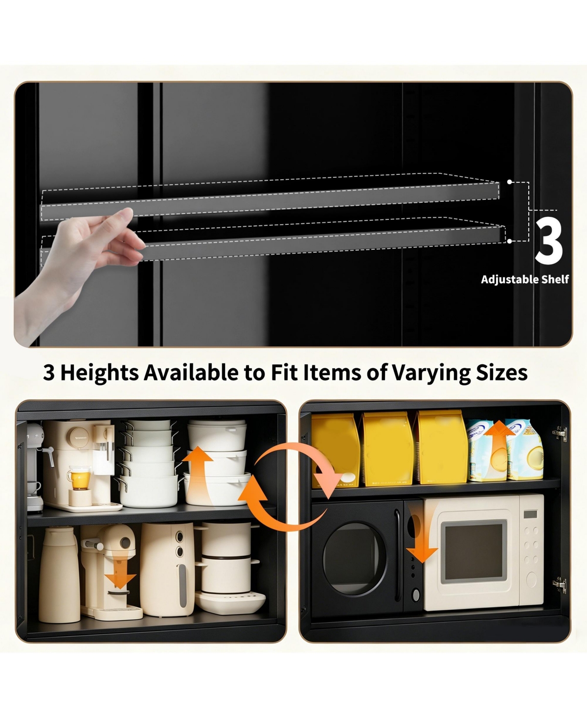 Boyel Living Steel Modern Kitchen Storage Cabinet with Drawer Adjustable Shelves