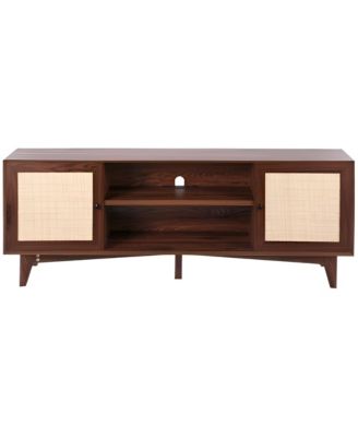 TV Stand with Rattan Door and Storage Shelves, Modern Media Console for Living Room