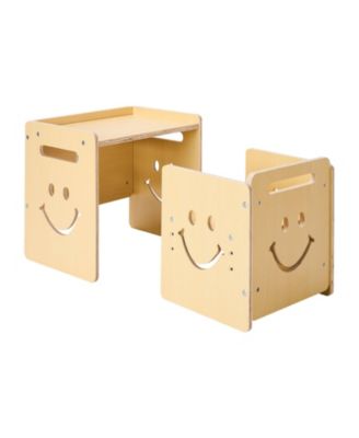 Wooden Kids Activity Table and Chair Set, 3-in-1 Toddler Table for Learning and Reading