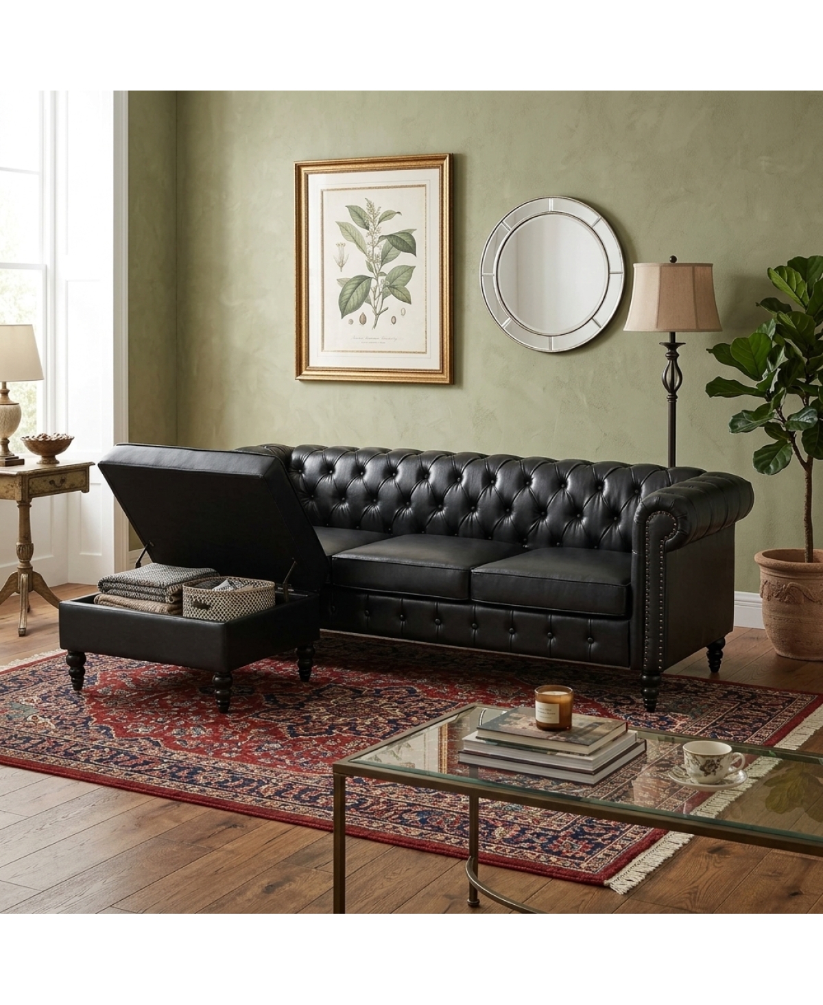 Streamdale Furniture 85" Modern 4-Seater L-Shaped Sectional Sofa with Storage Ottoman