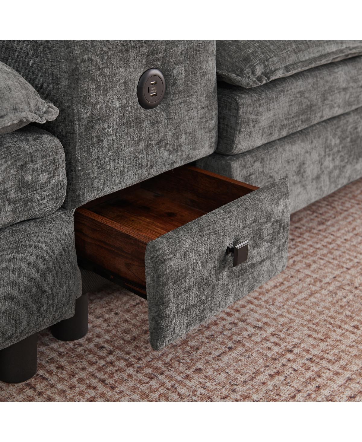 Streamdale Furniture Modular L-Shaped Sectional Sofa with Storage and Usb