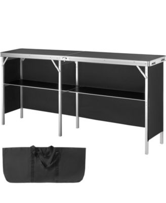 Extra Long Folding Bar Table - Tradeshow Podium Table for Indoor, Outdoor, Party, Picnic, Exhibition, Includes Carrying Case