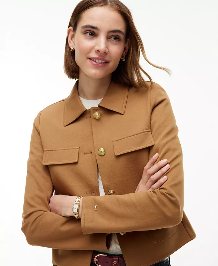 Women's Ponte Knit Band Collar Jacket - thumbnail 3