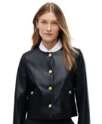 Women's Faux Leather Long-Sleeve Jacket