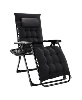 Zero Gravity Chair, Reclining Camping Lounge Chair for Indoor, Reclining Patio Chairs with Cup Holder Trays and Removable Cushion
