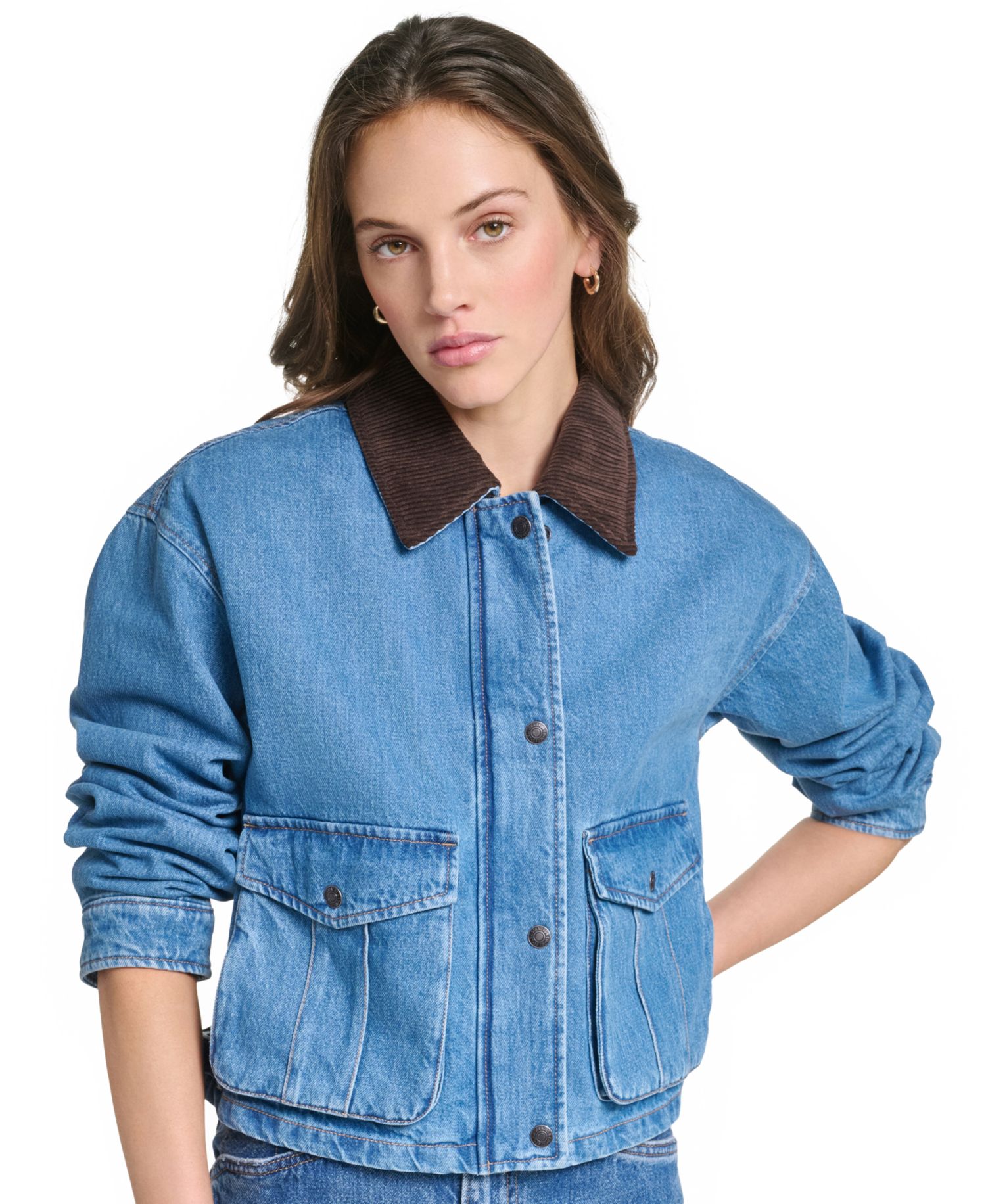 Women's Cropped Cotton Corduroy-Collar Barn Jacket