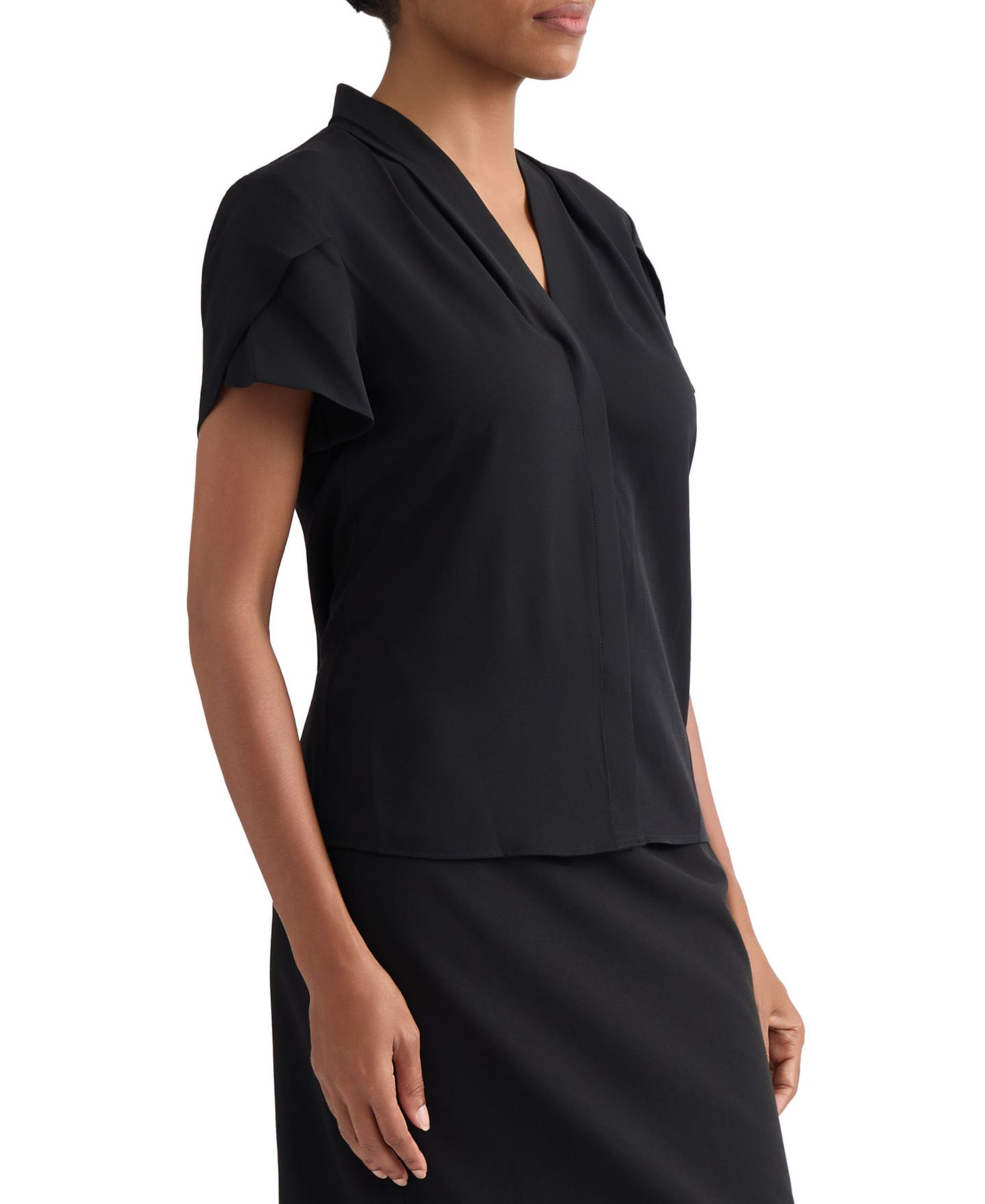 Женский топ Jones New York V-Neck Top, цвет: Чёрный — фото 2
