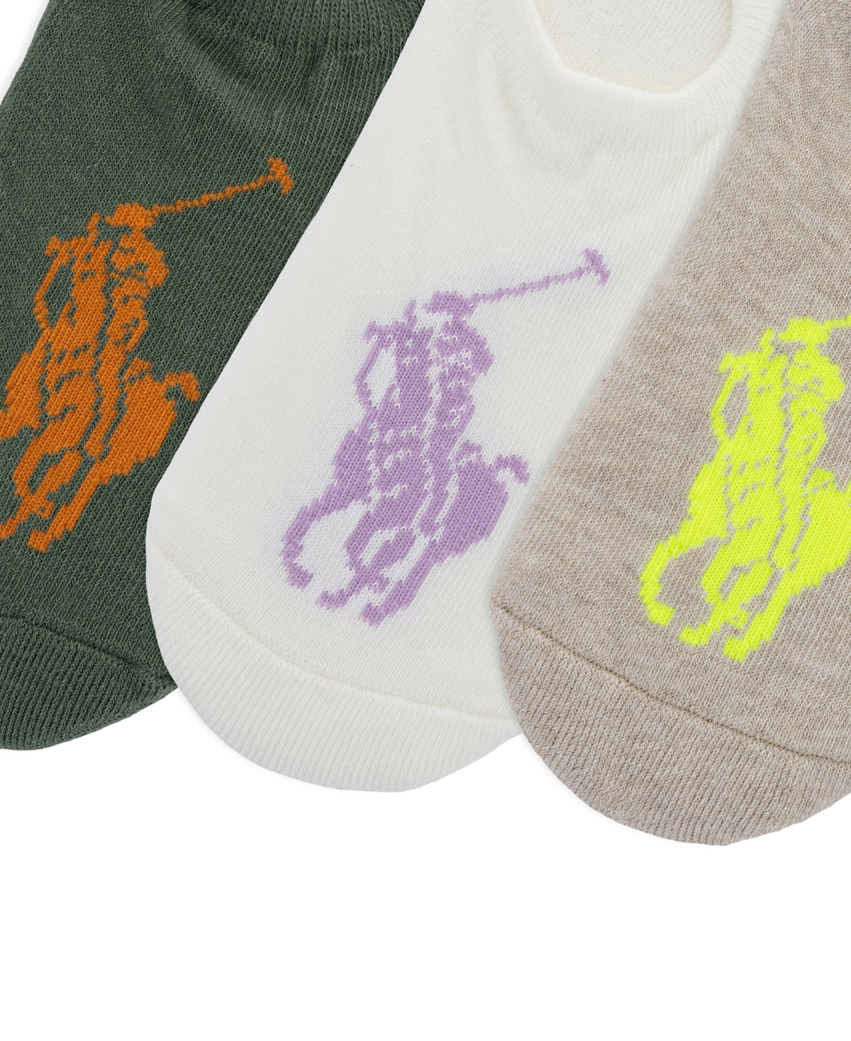 Polo Ralph Lauren Women's Big Pony Liner Silicone-Gripper Flat-Knit Socks, 3-Pack