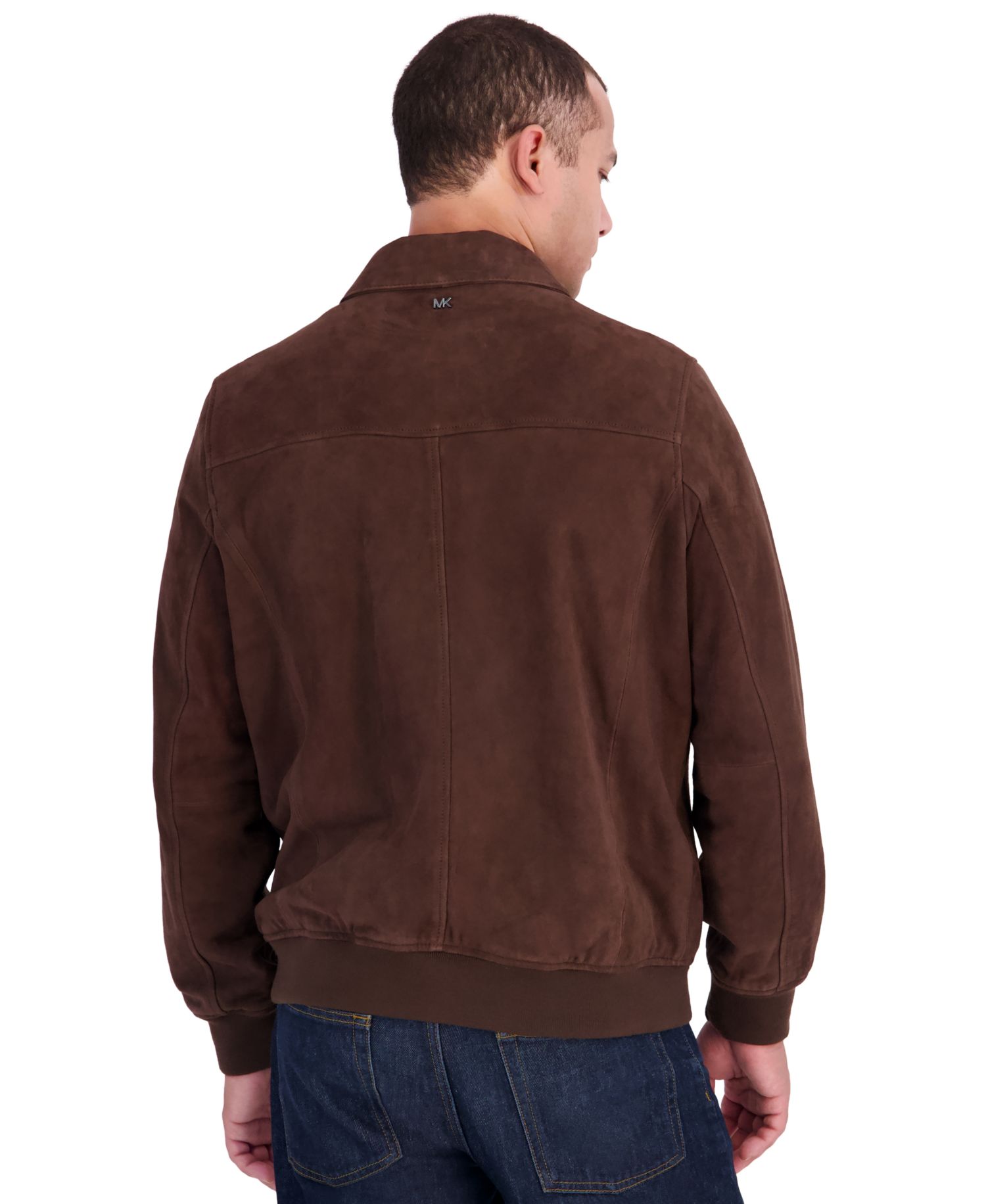 Men's Genuine Suede Shirt-Collar Bomber Jacket