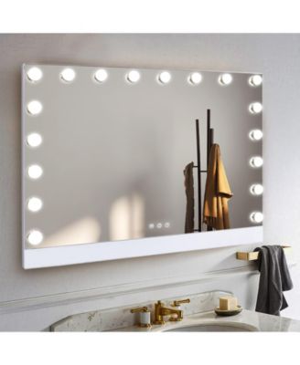 31.5 x 22.8 Inch Selfie Remote Control Vanity Mirror with Lights Ultrathin Hollywood 18 LED Bulbs Magnet Phone Holder Tabletop Wall Mount