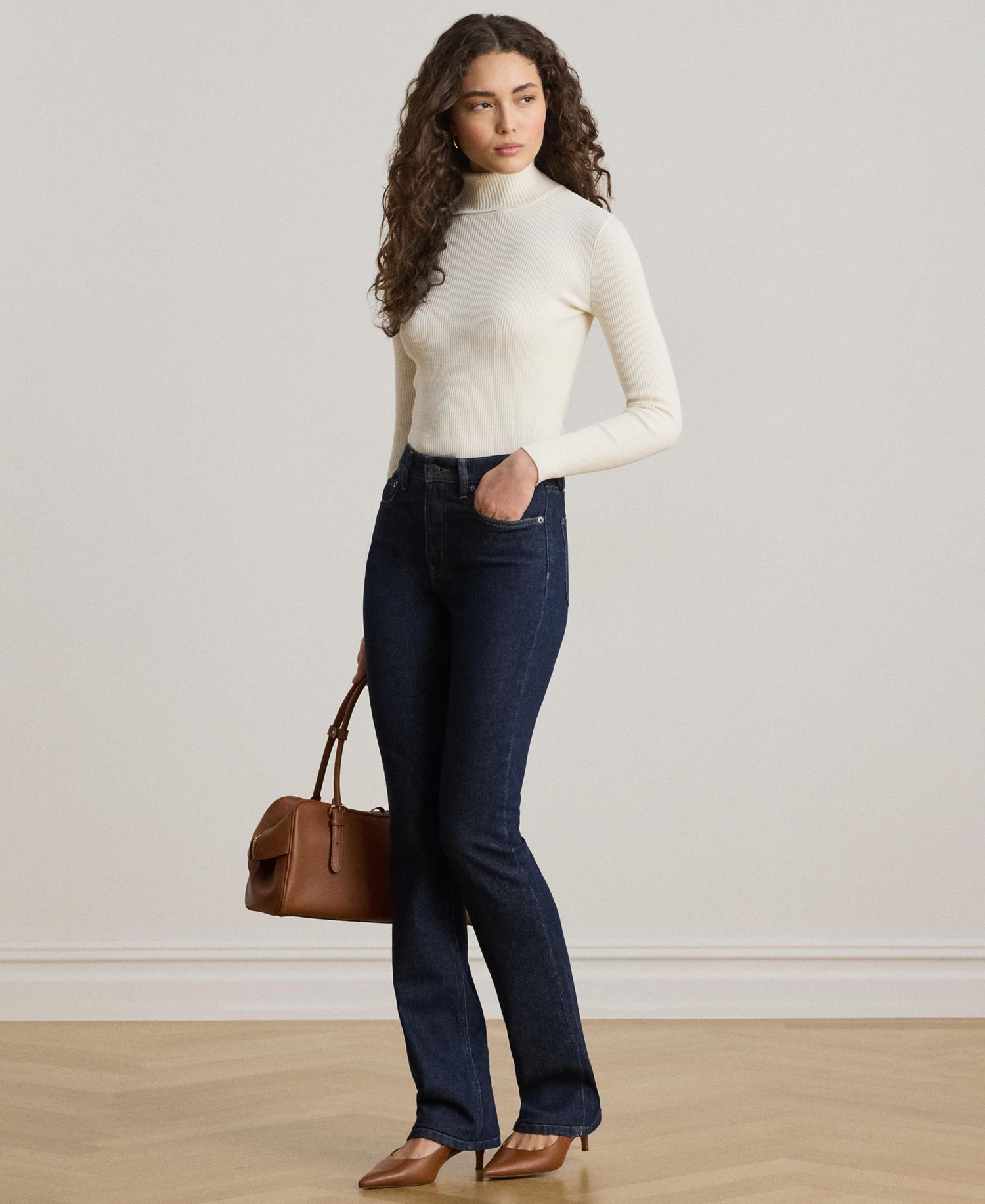 Petite Ribbed Slim-Fit Cotton-Blend Turtleneck Sweater