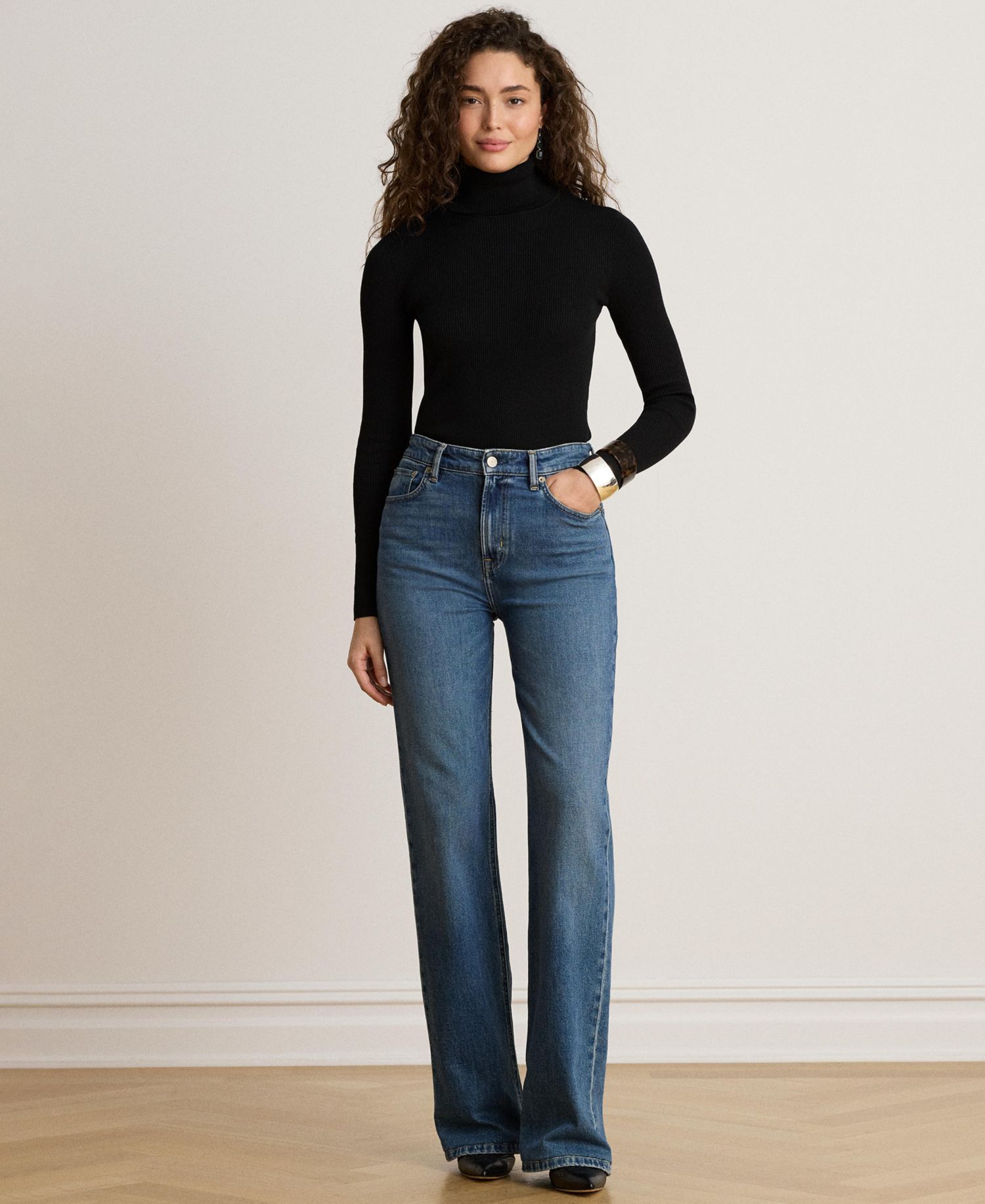Petite Ribbed Slim-Fit Cotton-Blend Turtleneck Sweater