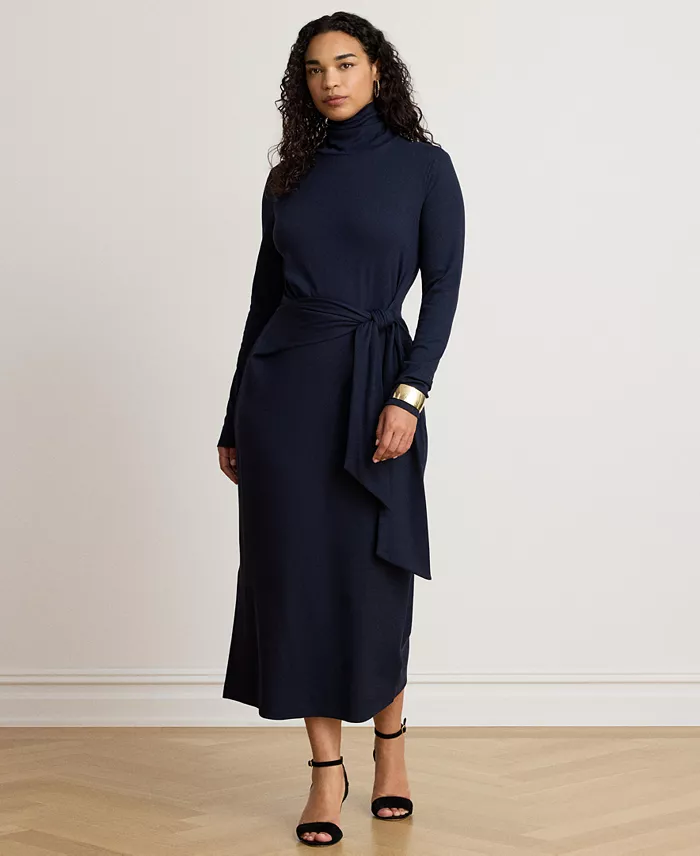 Women's Tie-Front Turtle Neck Dress - thumbnail 7