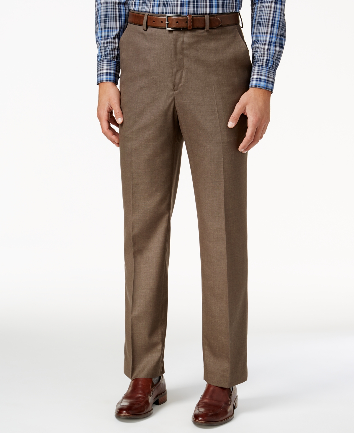 Michael Kors Men's Solid Classic-fit Stretch Dress Pants In Brown