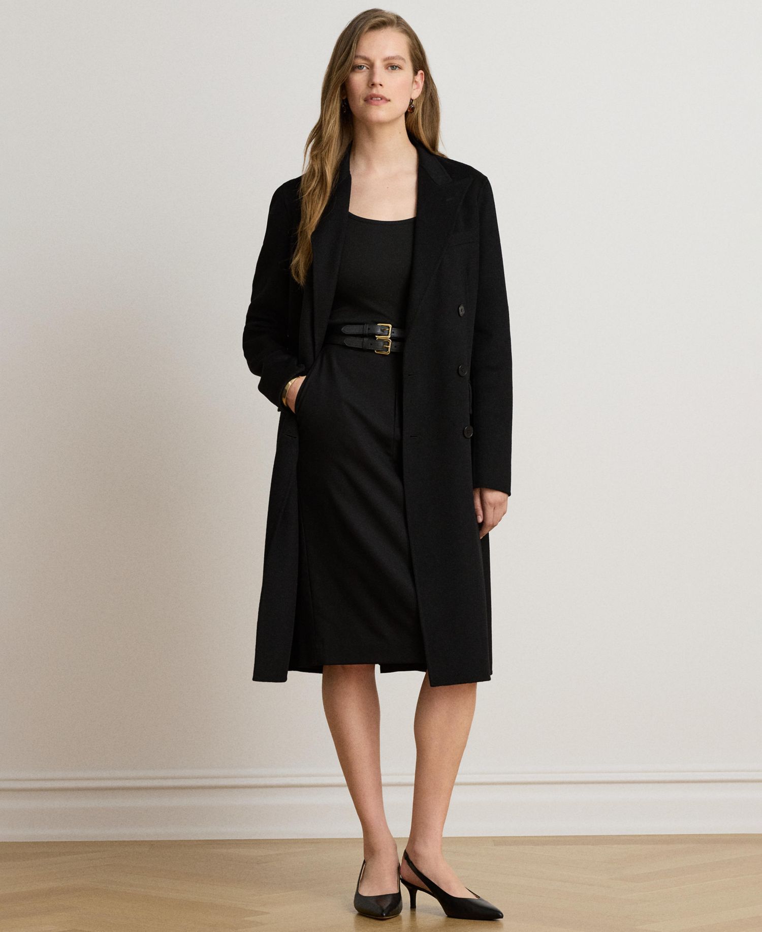 Women's Double-Breasted Wool-Blend Coat