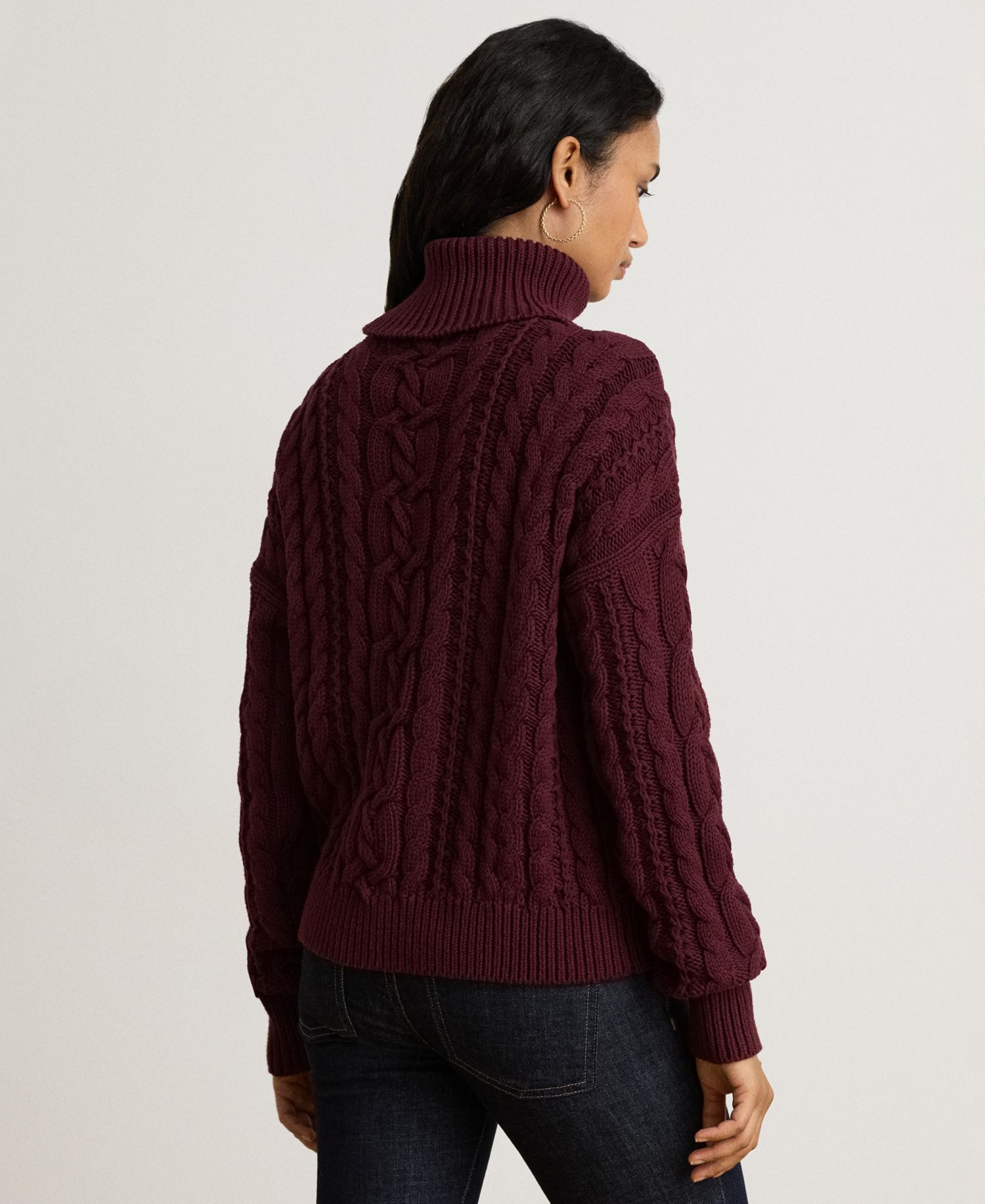 Women's Cable-Knit Cotton Turtleneck Sweater
