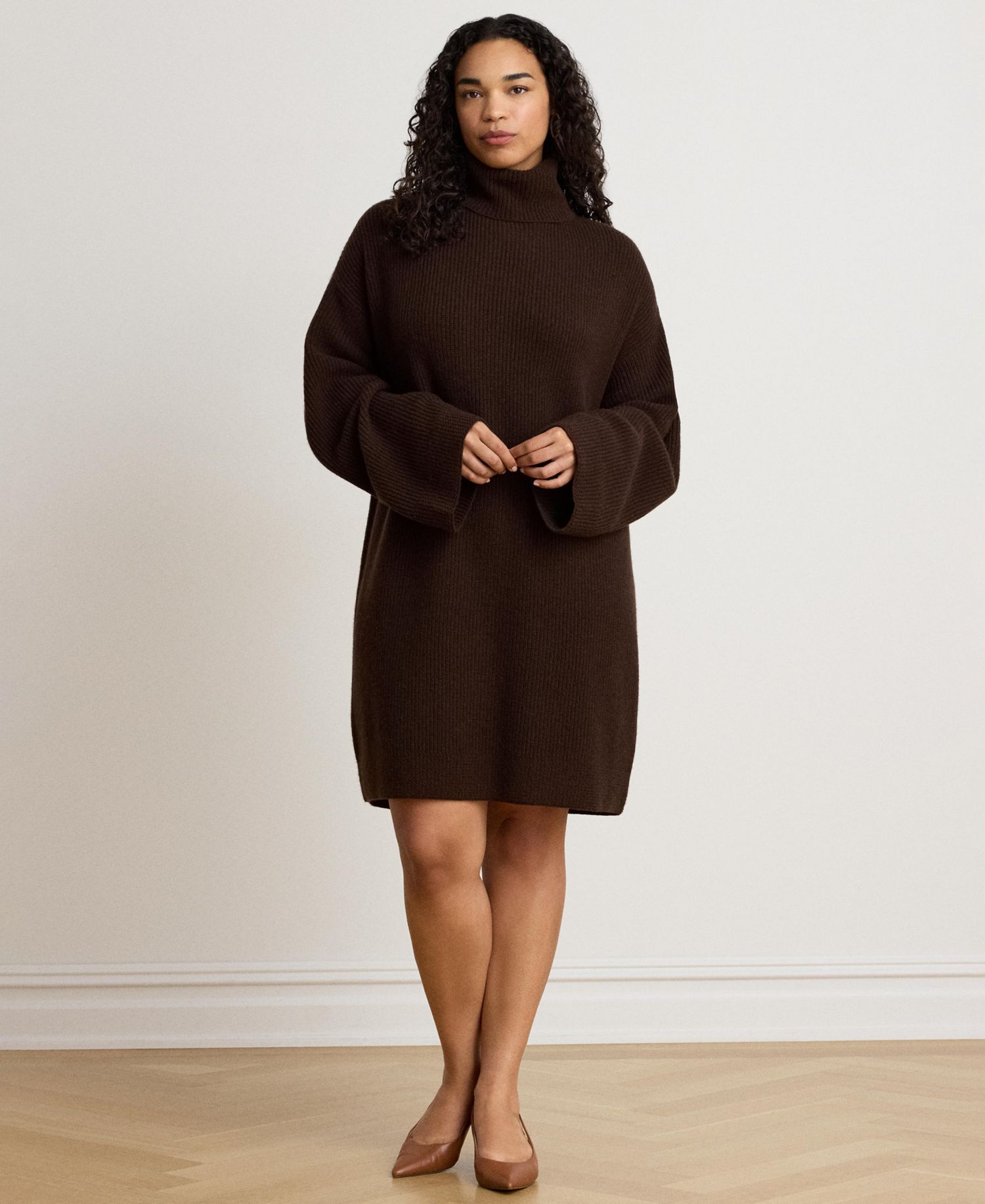 Women's Areena Wool-Cashmere Turtleneck Cocoon Sweater Dress