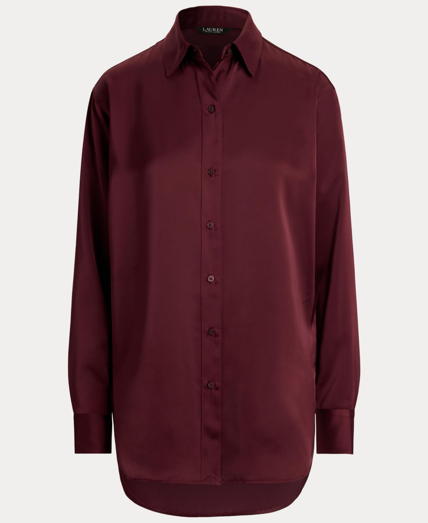 Petite Long-Sleeve Satin Blouse