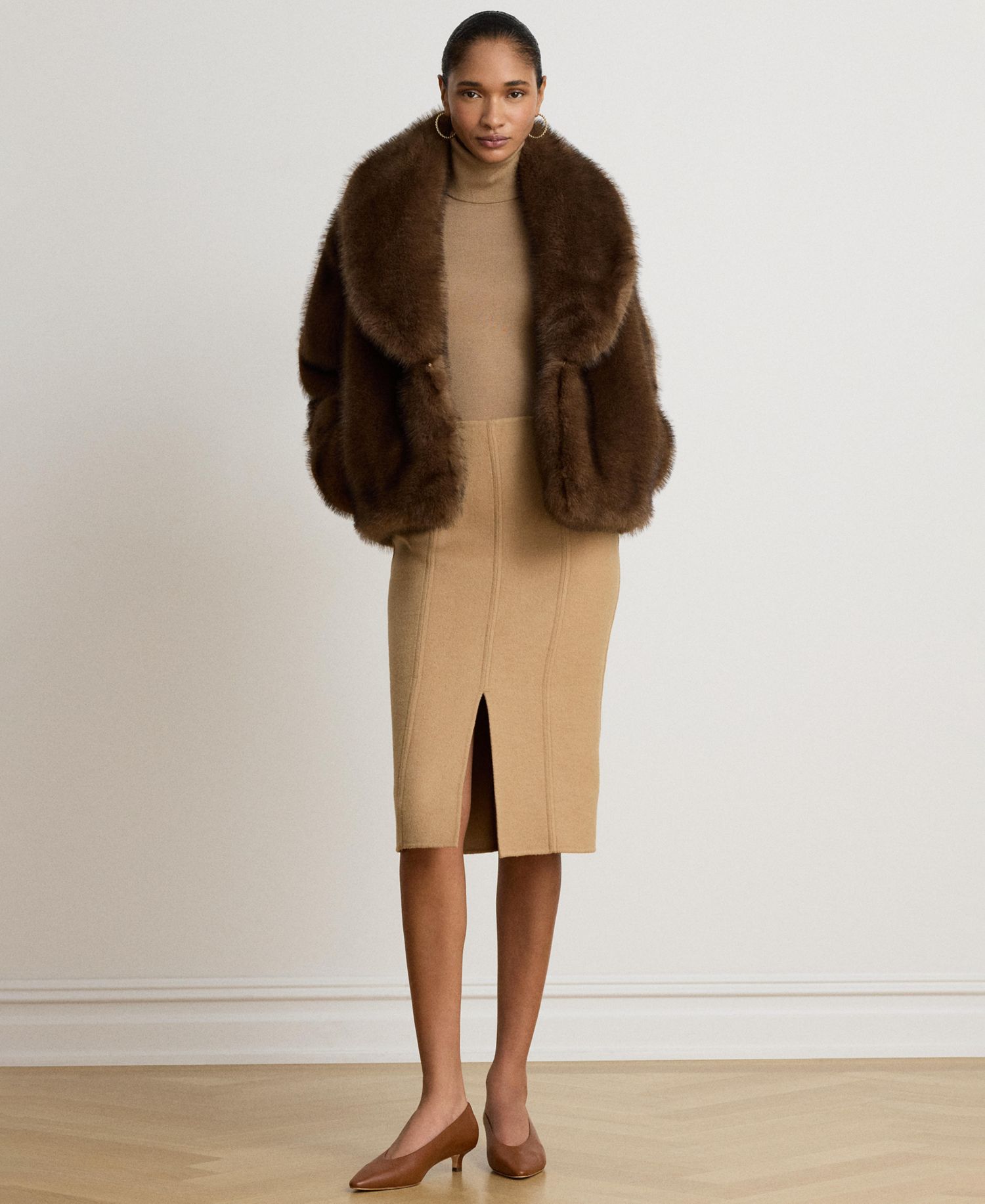 Women's Faux-Fur Shawl-Collar Coat