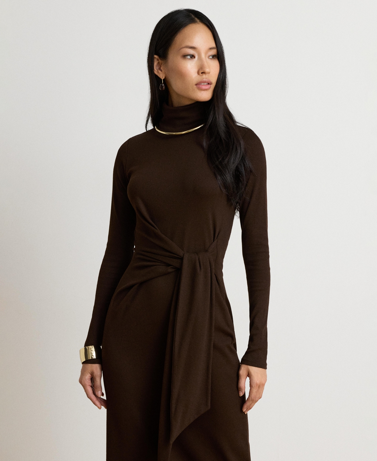 Lauren Ralph Lauren Women's Tie-Front Turtle Neck Dress
