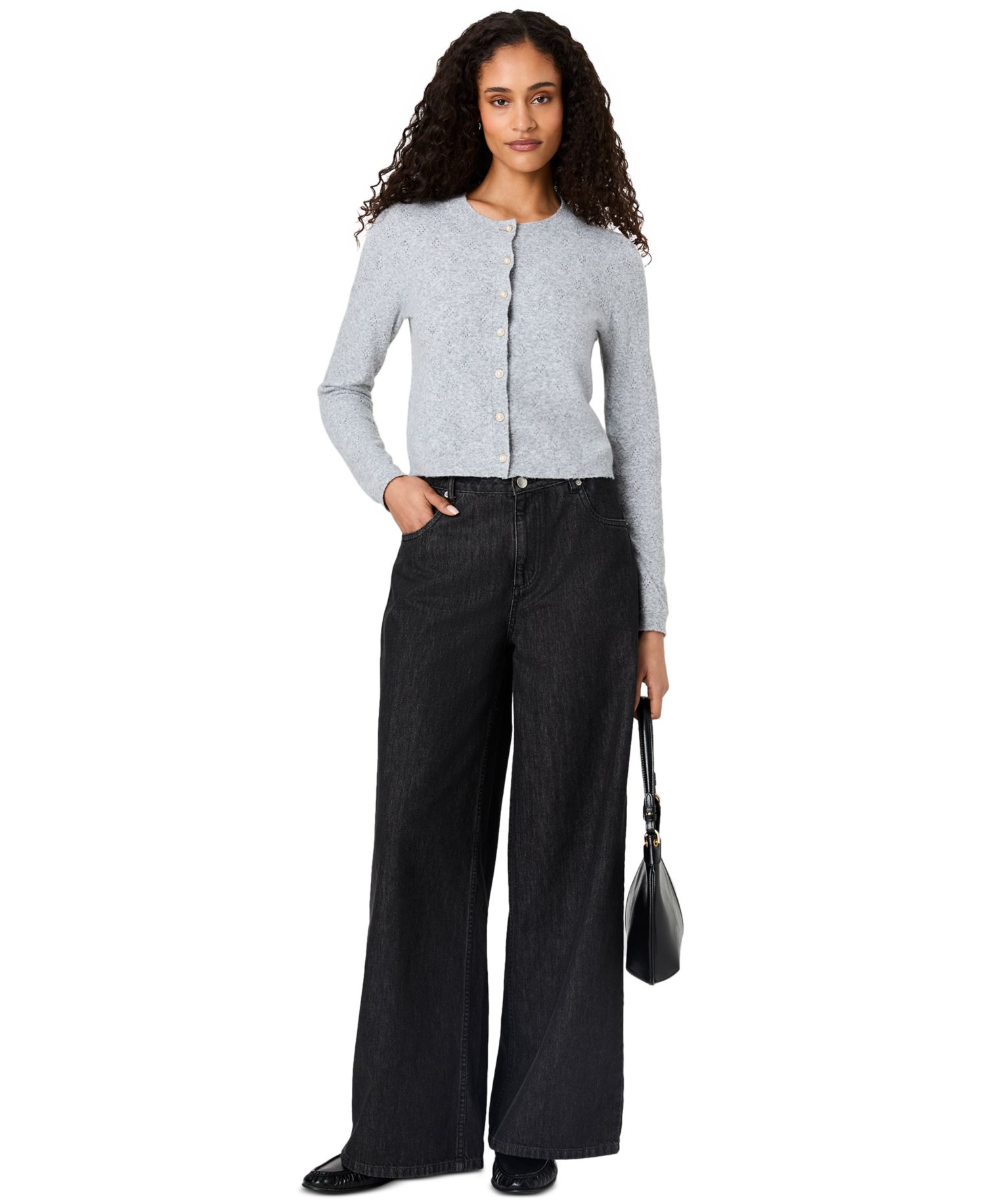 Women's Dakota Cropped Pointelle Cardigan Sweater