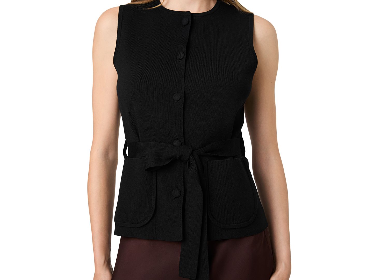 Женский топ French Connection Maxime Sleeveless Wrap, цвет: Чёрный — фото 6