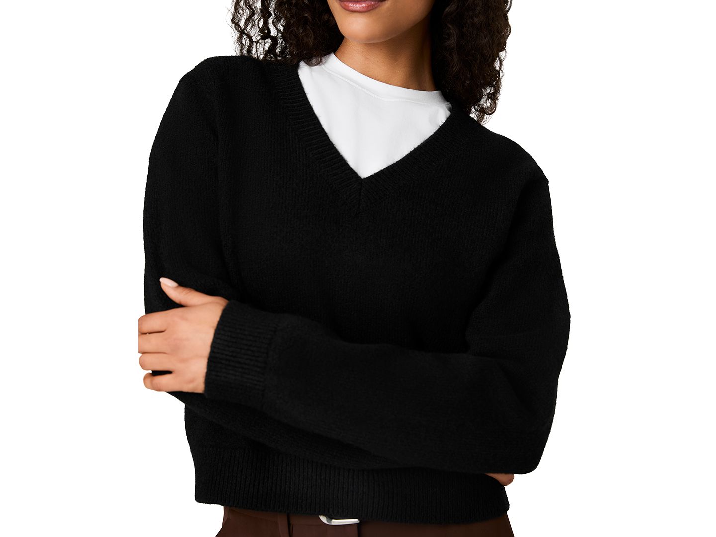 Женский свитер French Connection Suzie Oversized V-Neck Pullover, цвет: Чёрный — фото 5