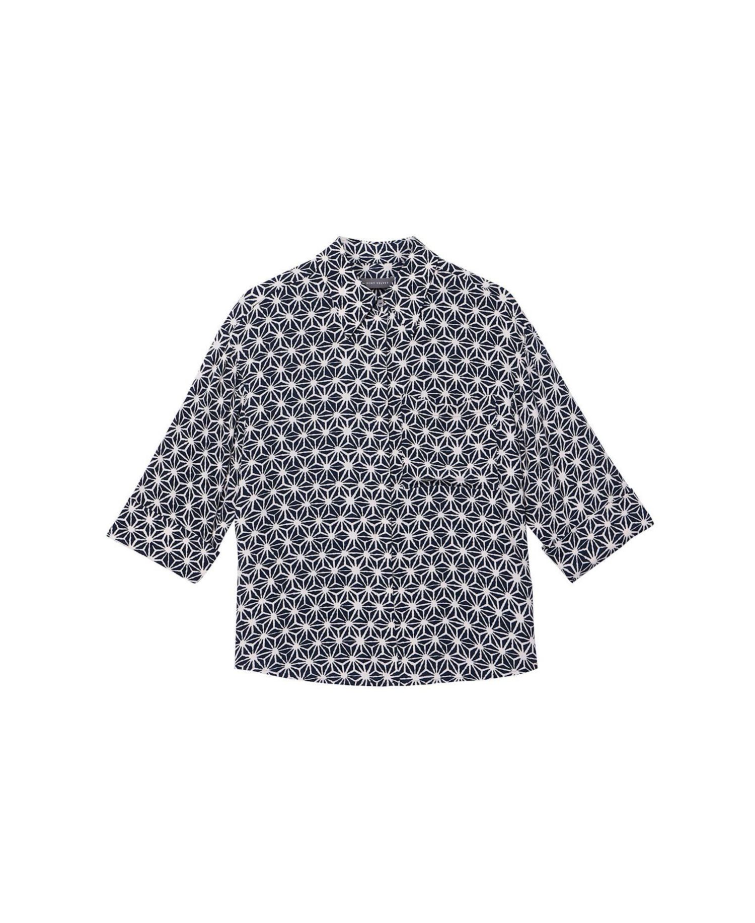 Women's Geometric-Print Resort 3/4-Sleeve Shirt
