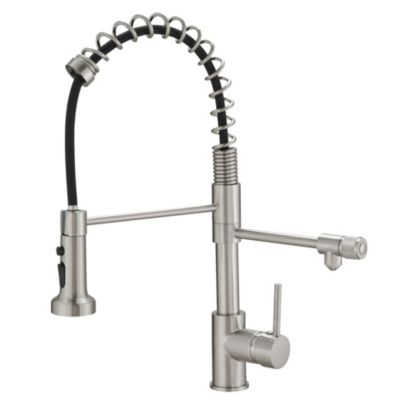 Pull-Down Kitchen Faucet with Drinking Water Tap, Brass Dual Outlet Design, 3-Function Sprayer