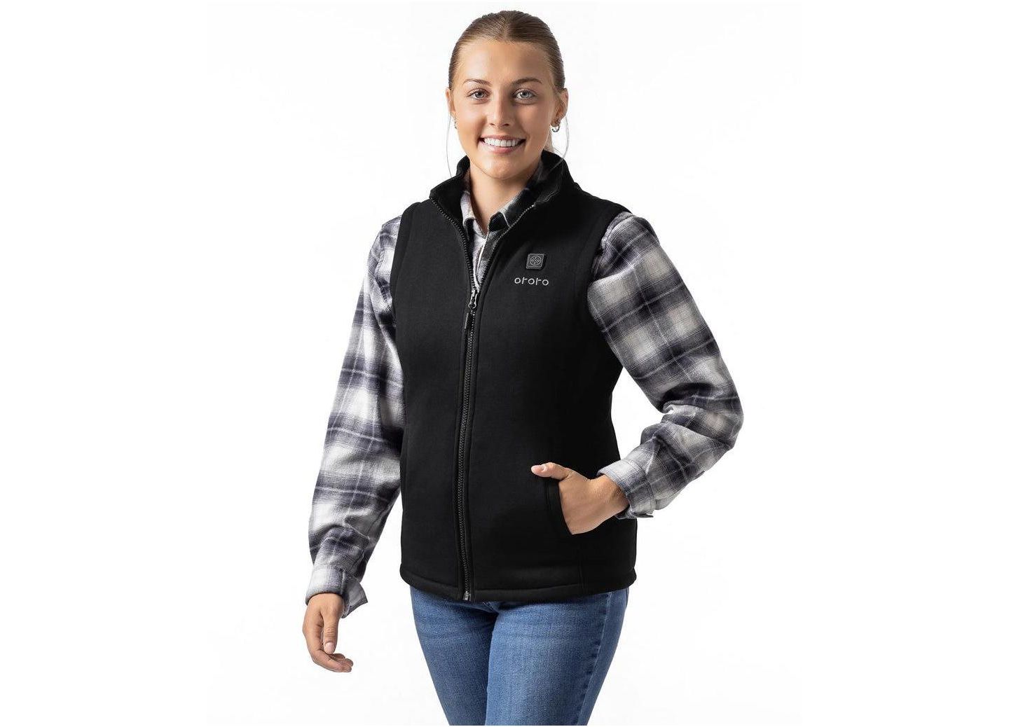 Женский жилет ororo 4-Zone Heated Fleece Stand-Collar, цвет: Чёрный — фото 1