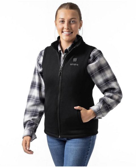 Женский жилет ororo 4-Zone Heated Fleece Stand-Collar, цвет: Чёрный