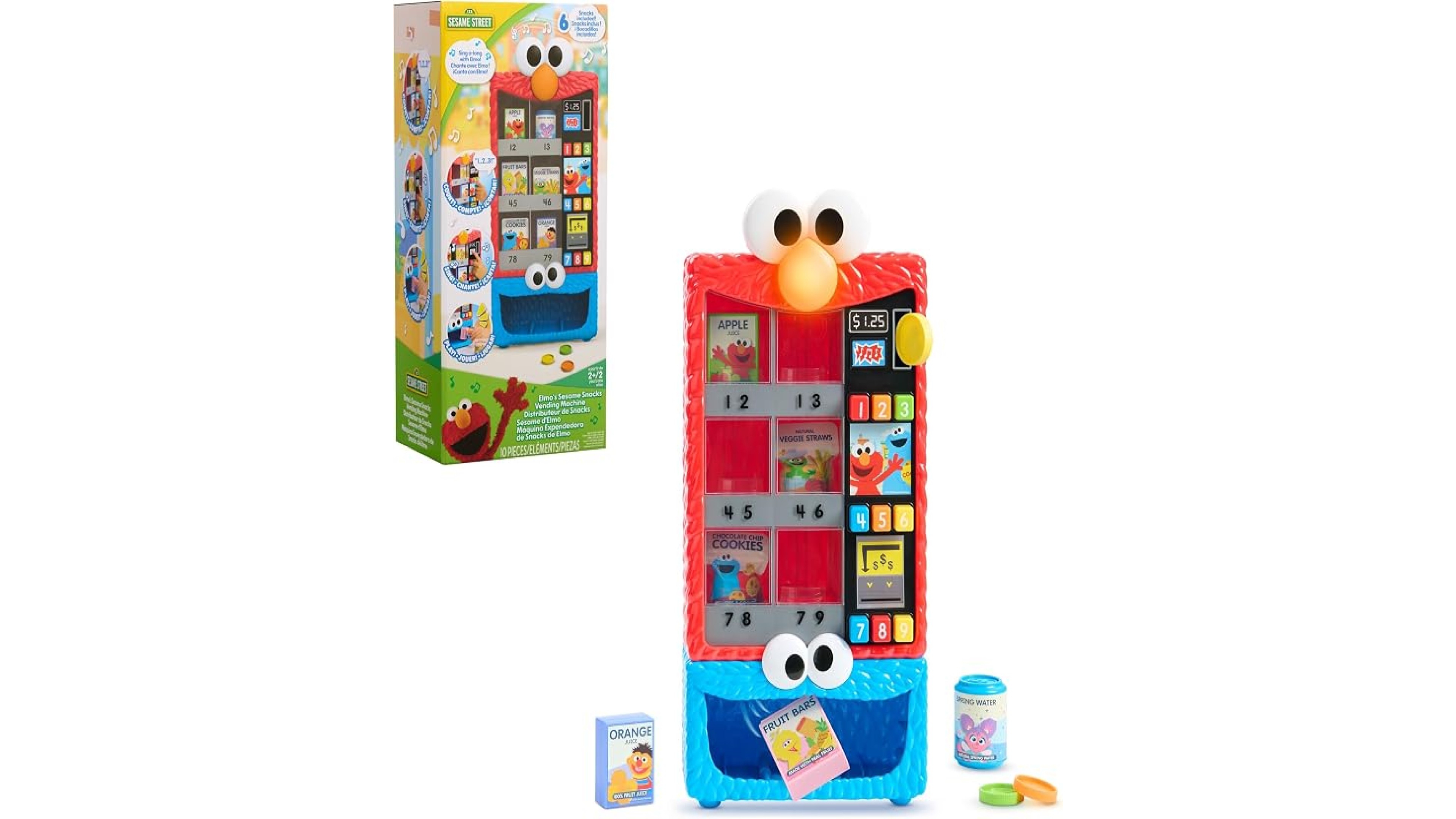 Sesame Street Elmo's Sesame Snacks Interactive 10-Piece Vending Machine Playset, Ages 2+