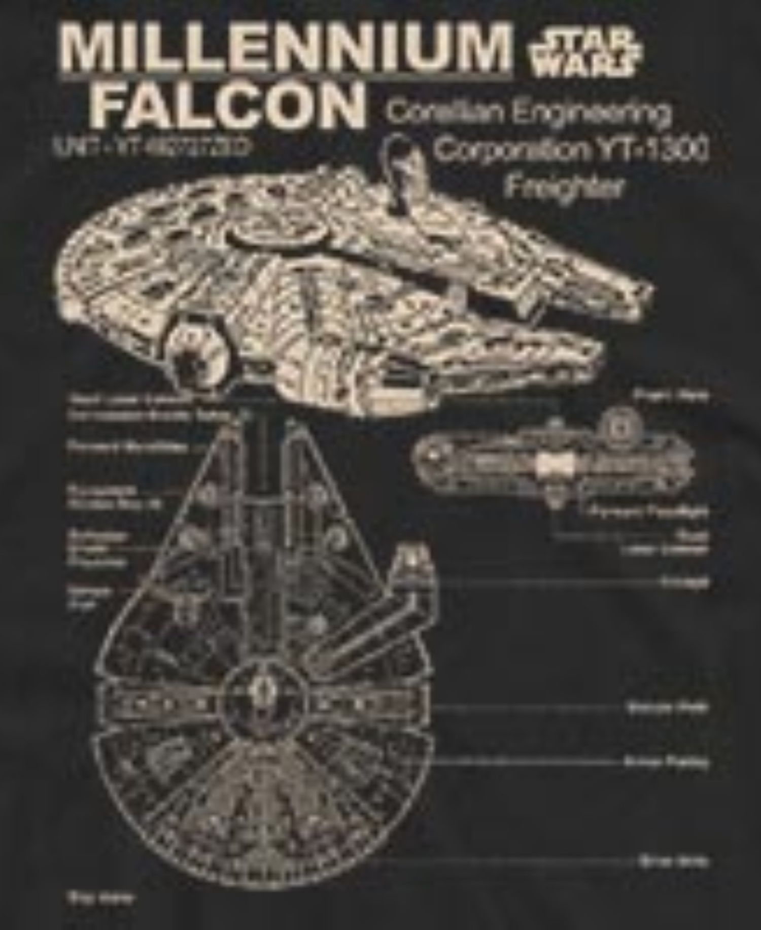 Men's Star Wars Millennium Falcon Technical Schematic Graphic Tank Top
