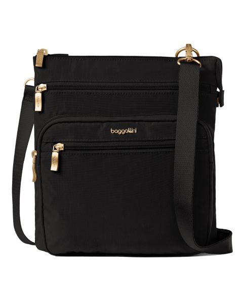 Женская сумка Baggallini Out And About Small Crossbody Handbag, цвет: Чёрный / Золотой
