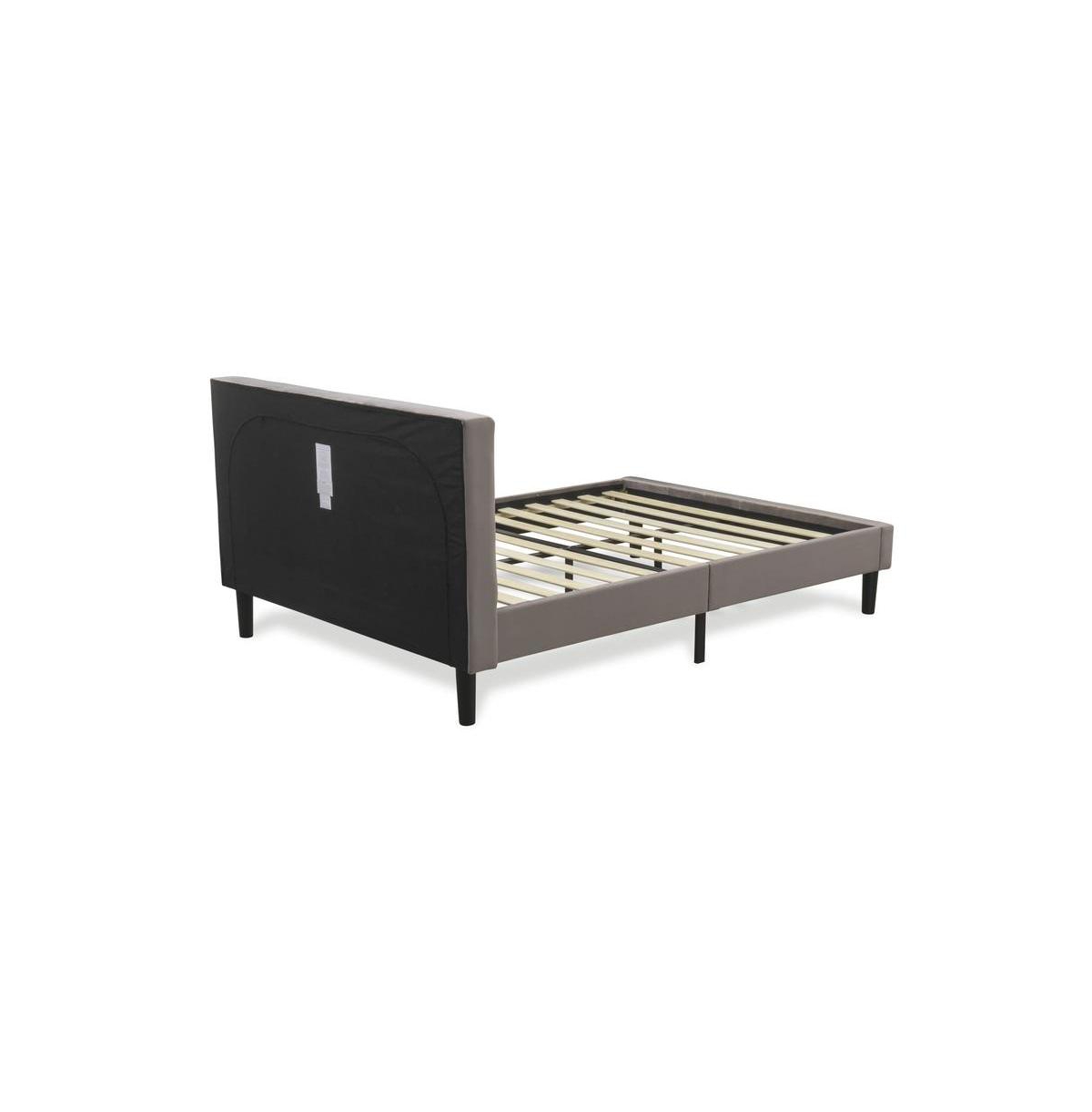 East West Furniture NL14F-1HI07 2 Piece Bedroom Set - 1 Bed Taupe Velvet Fabric Headboard and 1 Nightstand - Distressed Jacobean Finish Nightstand