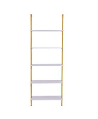 Wall Mounted 5-Tier Ladder Bookshelf, Open Storage Shelf for Bedroom, Kitchen and Bathroom