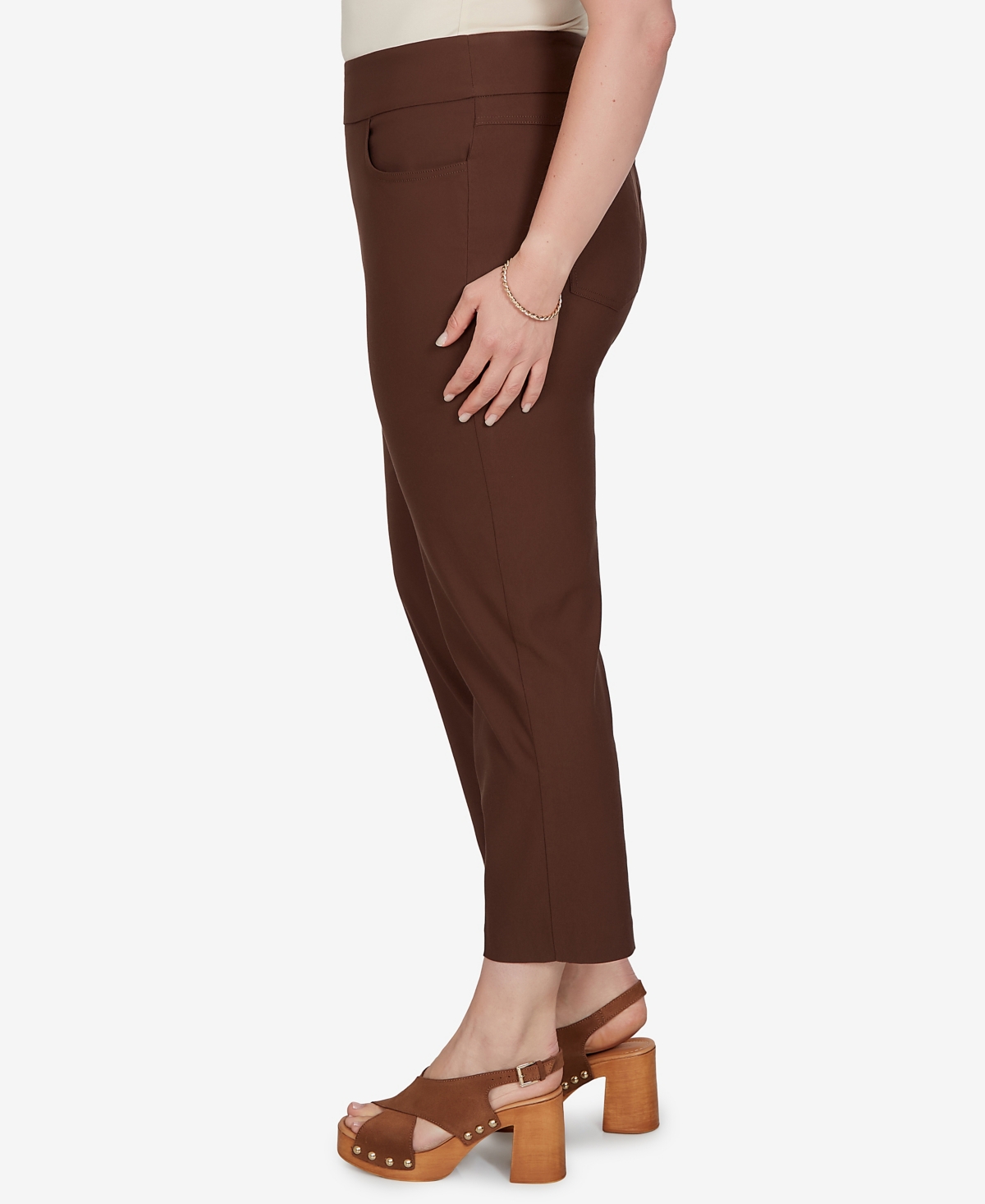 Ruby Rd. Plus Size Pull-on Ankle Mid-rise Pants In Brown