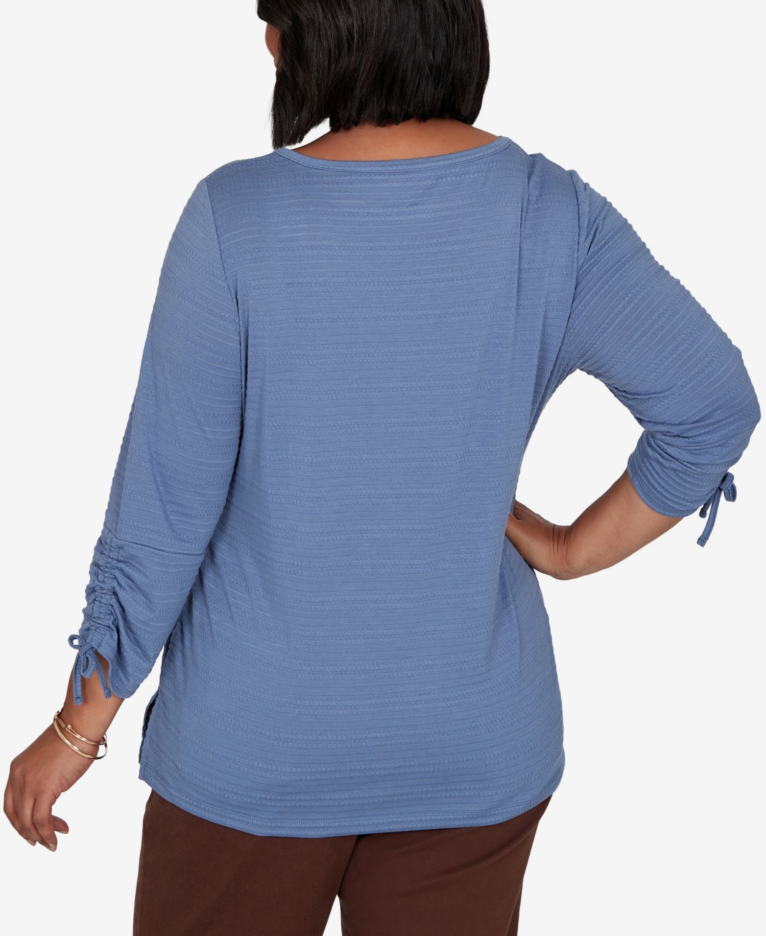 Plus Size Ottoman Boat Neck 3/4-Sleeve Top