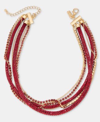 Glass Crystal Twisted Layered Link Necklace