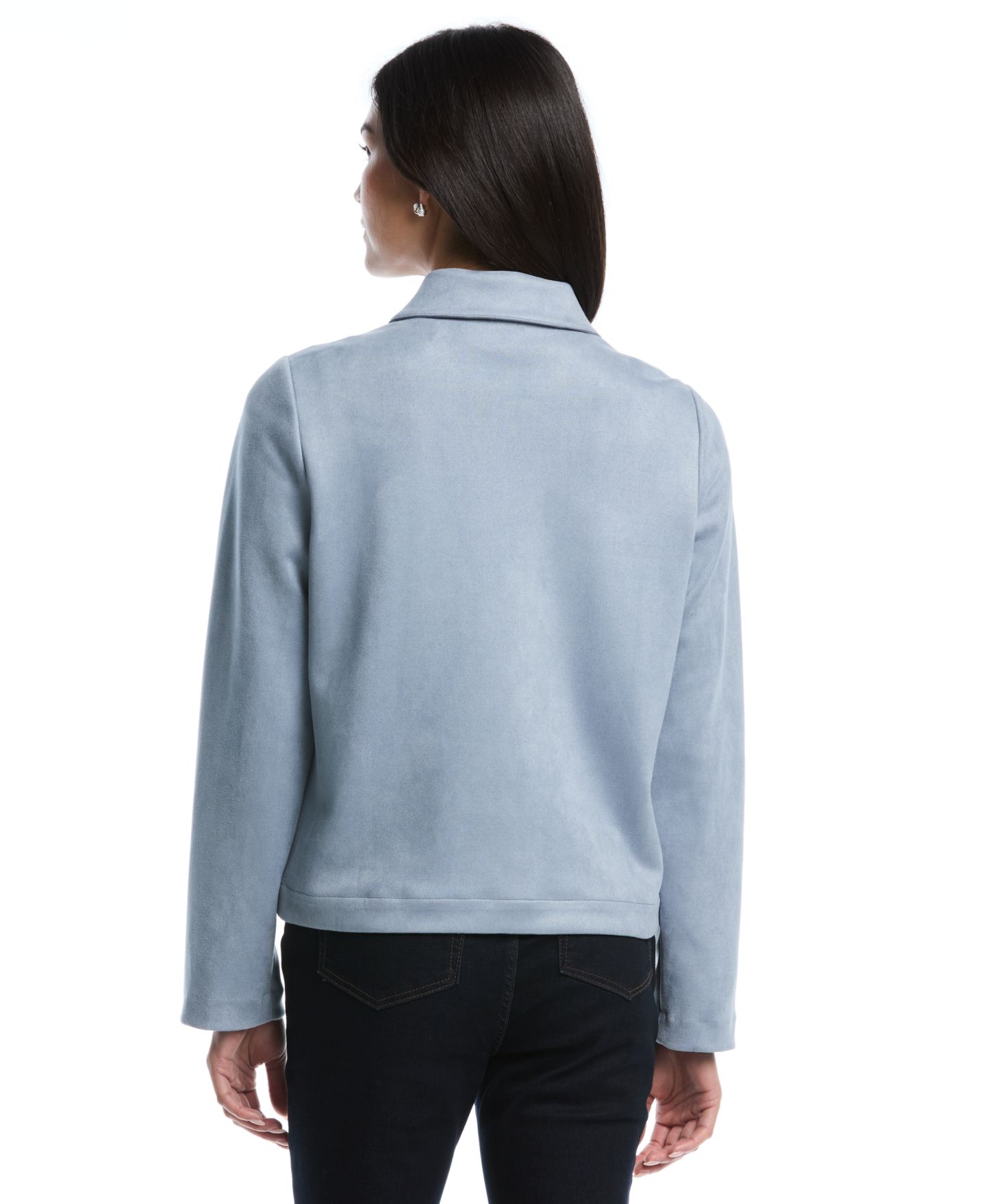Женская куртка Rafaella Petite Collared Patch-Pocket Faux Suede, цвет: Синий — фото 5
