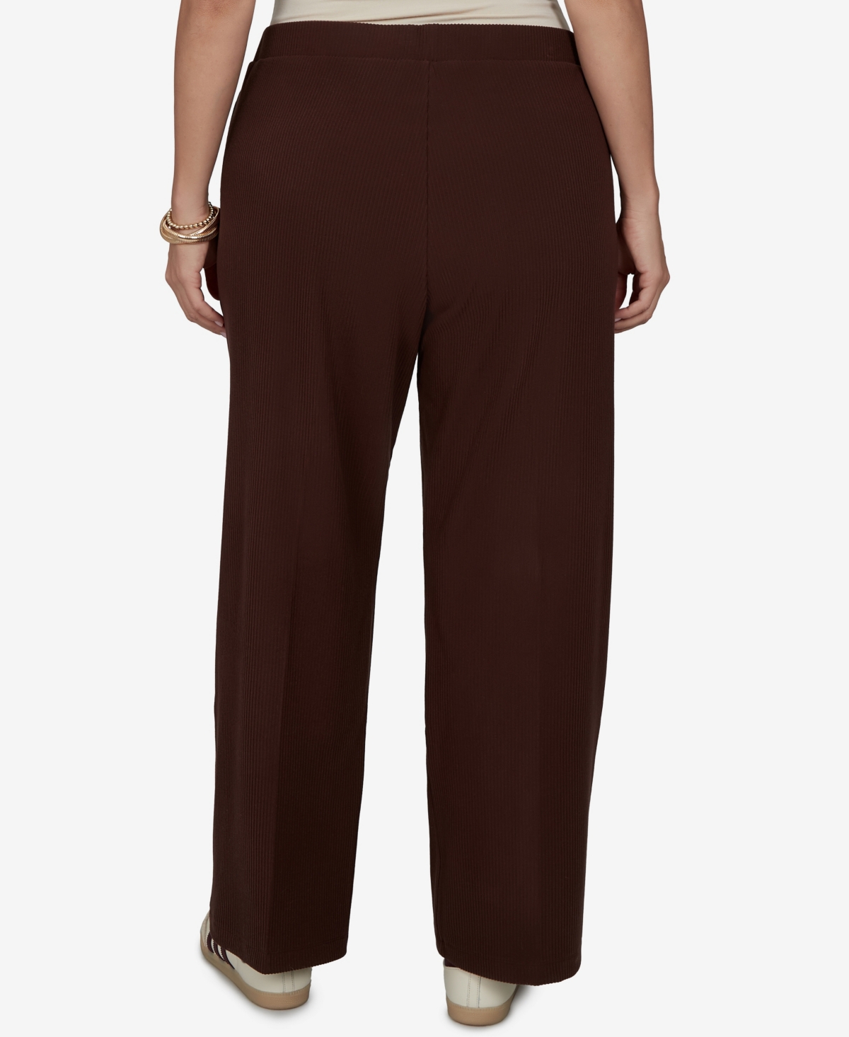 Ruby Rd. Plus Size Wide-leg Pull-on Ribbed Pants In Burgundy