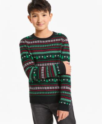 Boys' 4-20 Long-Sleeve Holiday Cotton-Blend Sweater
